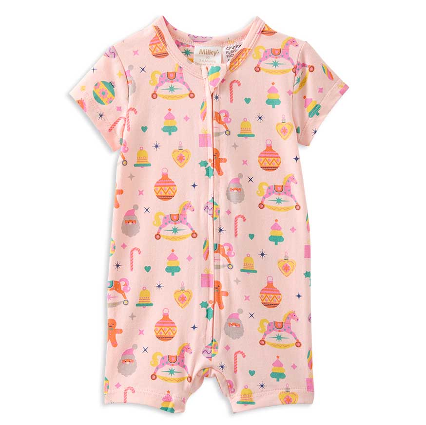 Milky Candy Cane Zip Romper